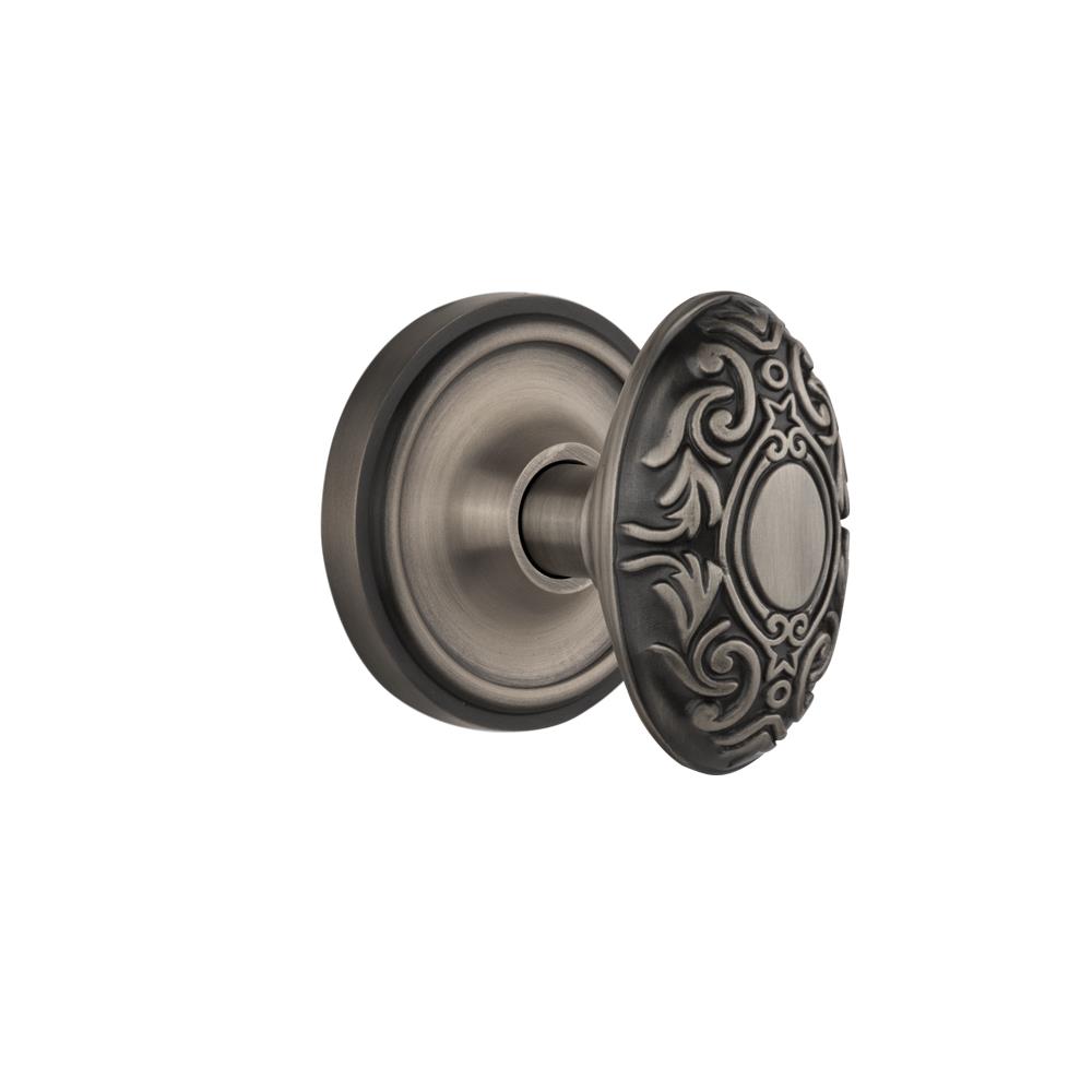 Nostalgic Warehouse CLAVIC Passage Knob Classic Rosette with Victorian Knob in Antique Pewter